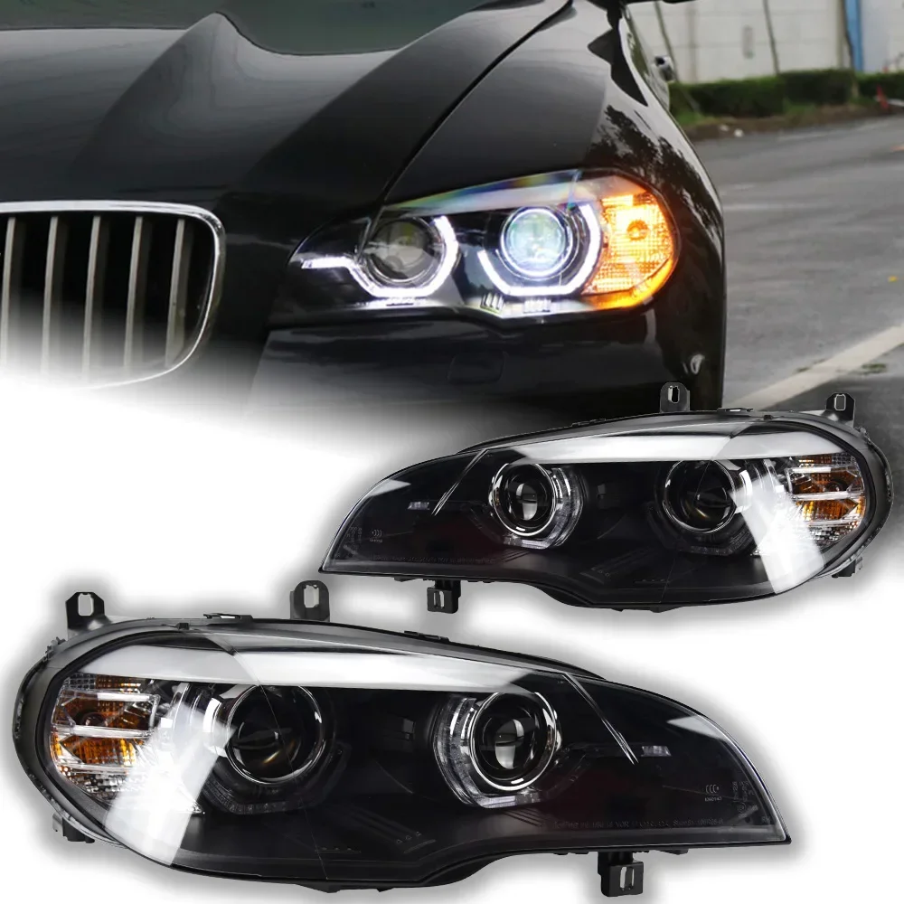 Car Lights for  X5 Headlight Projector Lens 2007-2013 E70 Angel Eye Head Lamp LED Headlights Drl Automotive Accessories