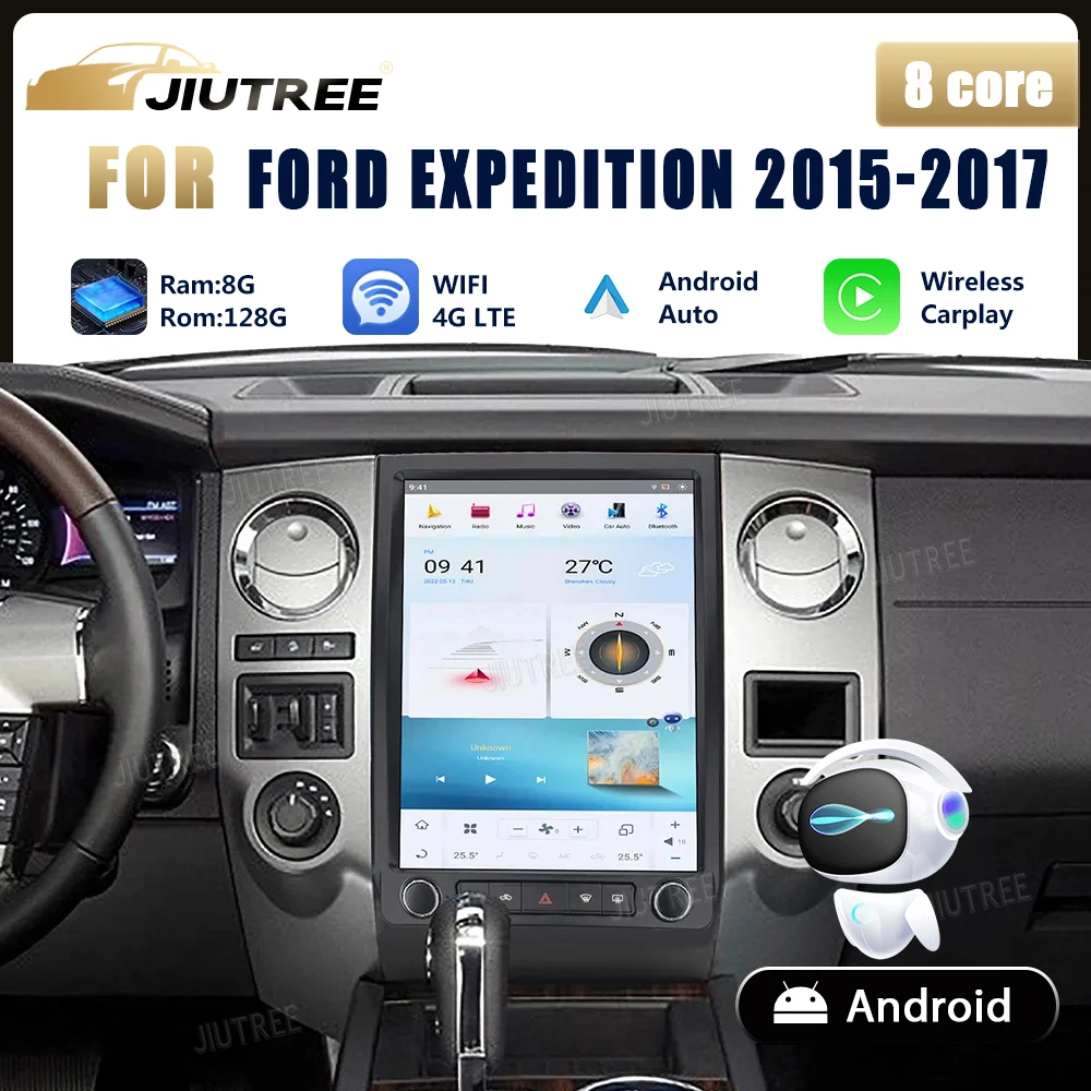 Autoradio Android 11 Qualcomm Snapdragon, Navigation GPS, Lecteur Carplay, Unité Principale, Limitation de la Voiture, Ford Expedition F450, 2015, 2016, 2017