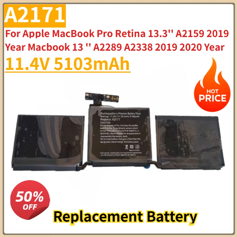 

A2171 Laptop Battery 11.4V 5103mAh For Apple MacBook Pro Retina 13.3'' A2159 2019 Year Macbook 13 '' A2289 A2338 2019 2020 Year