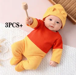 Ylsteed Newborn Boy Photography Props Bear Ears Hat Photo Shooting Outfits Baby Footed Jumpsuit Overalls Infant Picture Props
