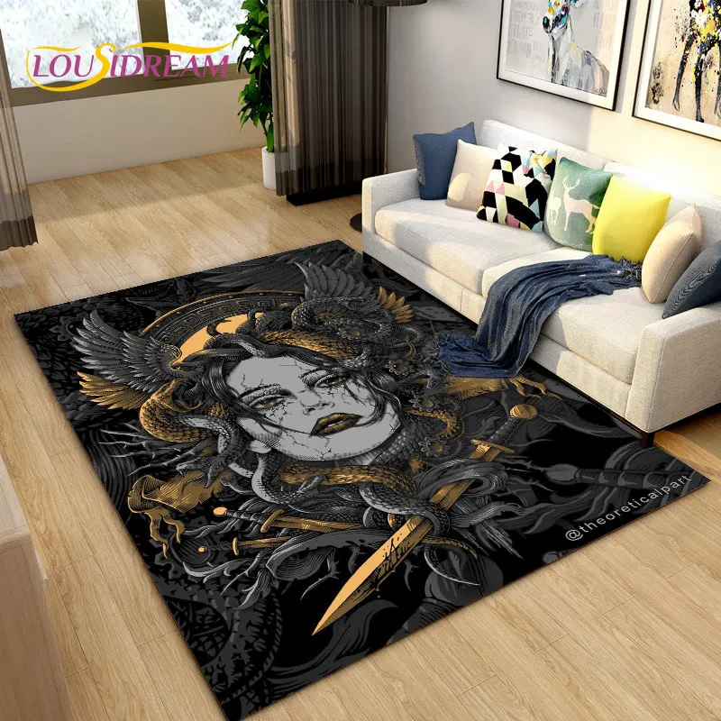 

3D Medusa Snake Gorgon Area Rug Large,Carpet Rug for Living Room Bedroom Sofa Doormat Decoration,kids Play Non-slip Floor Mat