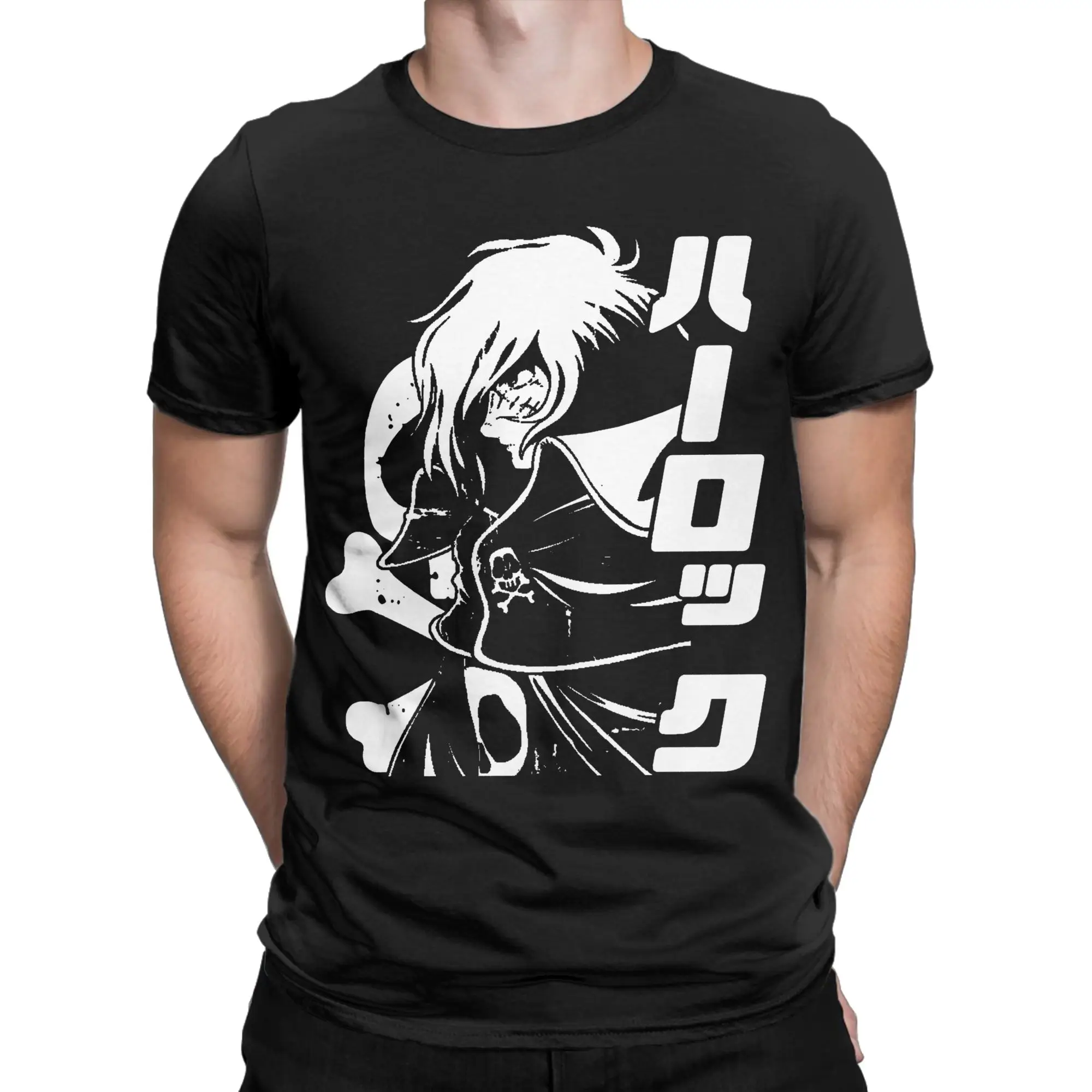 Casual Space Pirate Captain Harlock Albator T-Shirt for Men O Neck 100% Cotton T Shirts  Short Sleeve Tees 4XL 5XL 6XL Tops