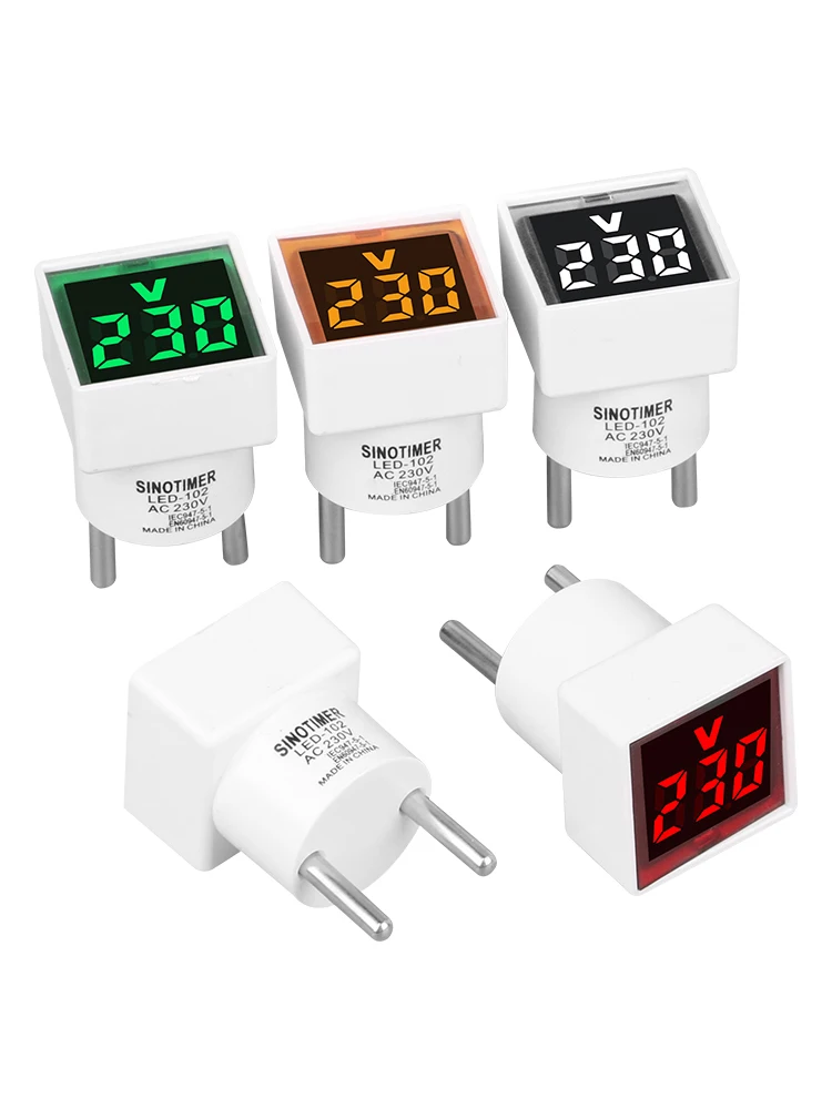 AC 220V/230V Universal Square European Plug Type Household Digital AC Voltmeter Indicator Voltage Measurement Range: 50~500V