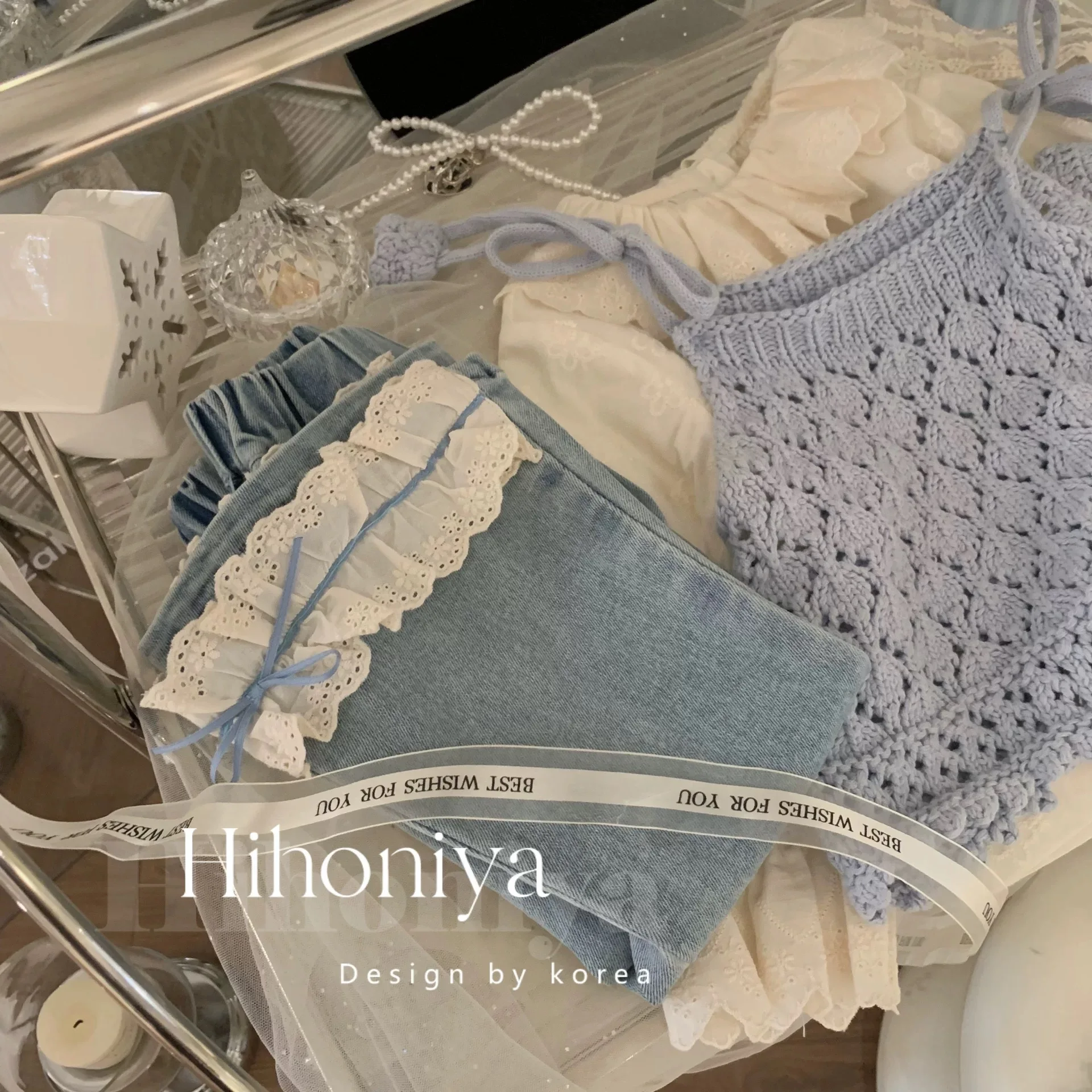 Girls Pants 2025 Spring and Autumn New Soft Jeans for Baby Girls Childrens Korean Lace Casual Pants
