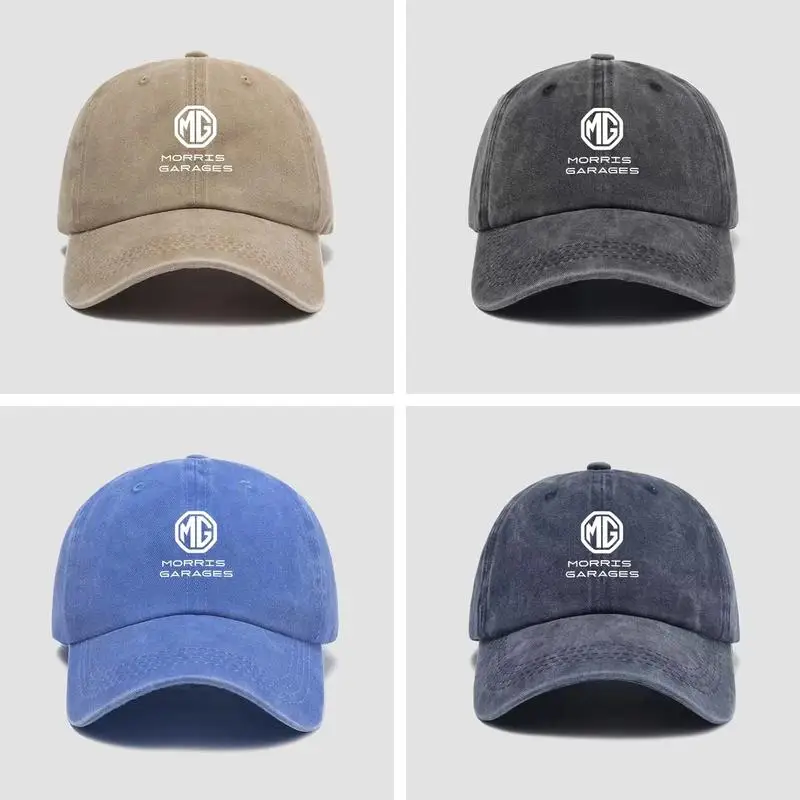 MG Logo Vintage Washed Baseball Cap For MG ZS EV HS GT One, Adjustable Unisex Outdoor Sports Hat Car Enthusiast Accessory