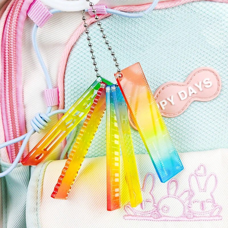 Picture 6: 5pcs Mini ruler, 5-in-1 pocket ruler, angle ruler, acrylic candy colors, wavy ruler
