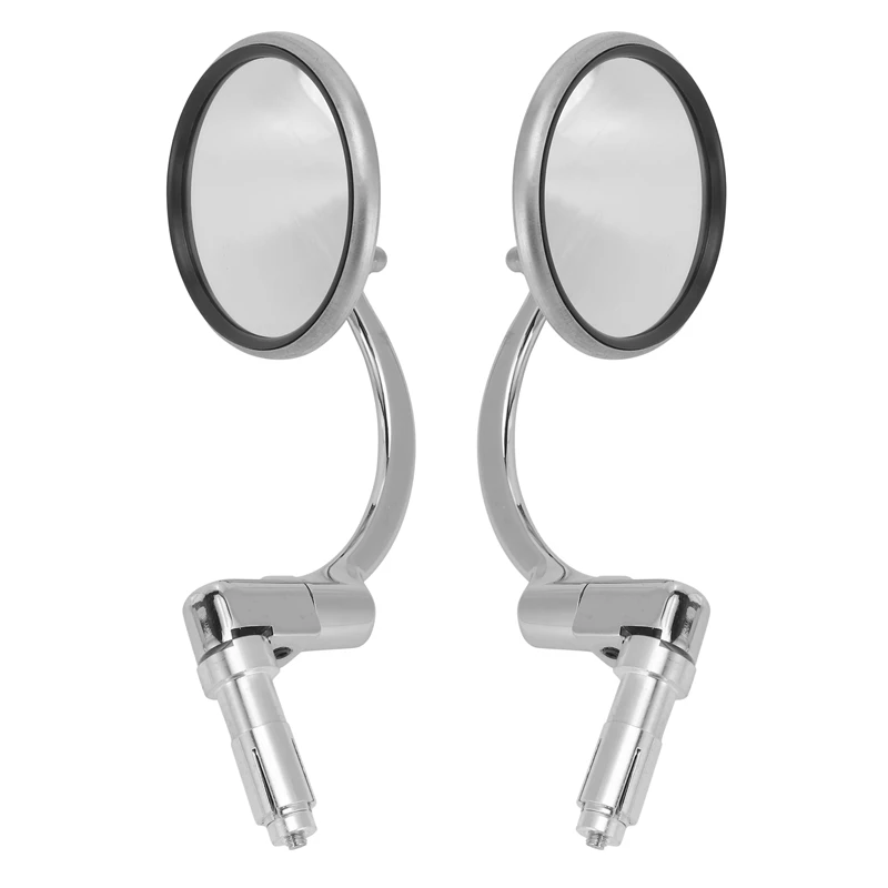 2 Pcs Universal Chrome Round Rearview Mirrors Bar End Side Mirrors For Motorcycle Chopper Scooter Cafe Racer Accessories