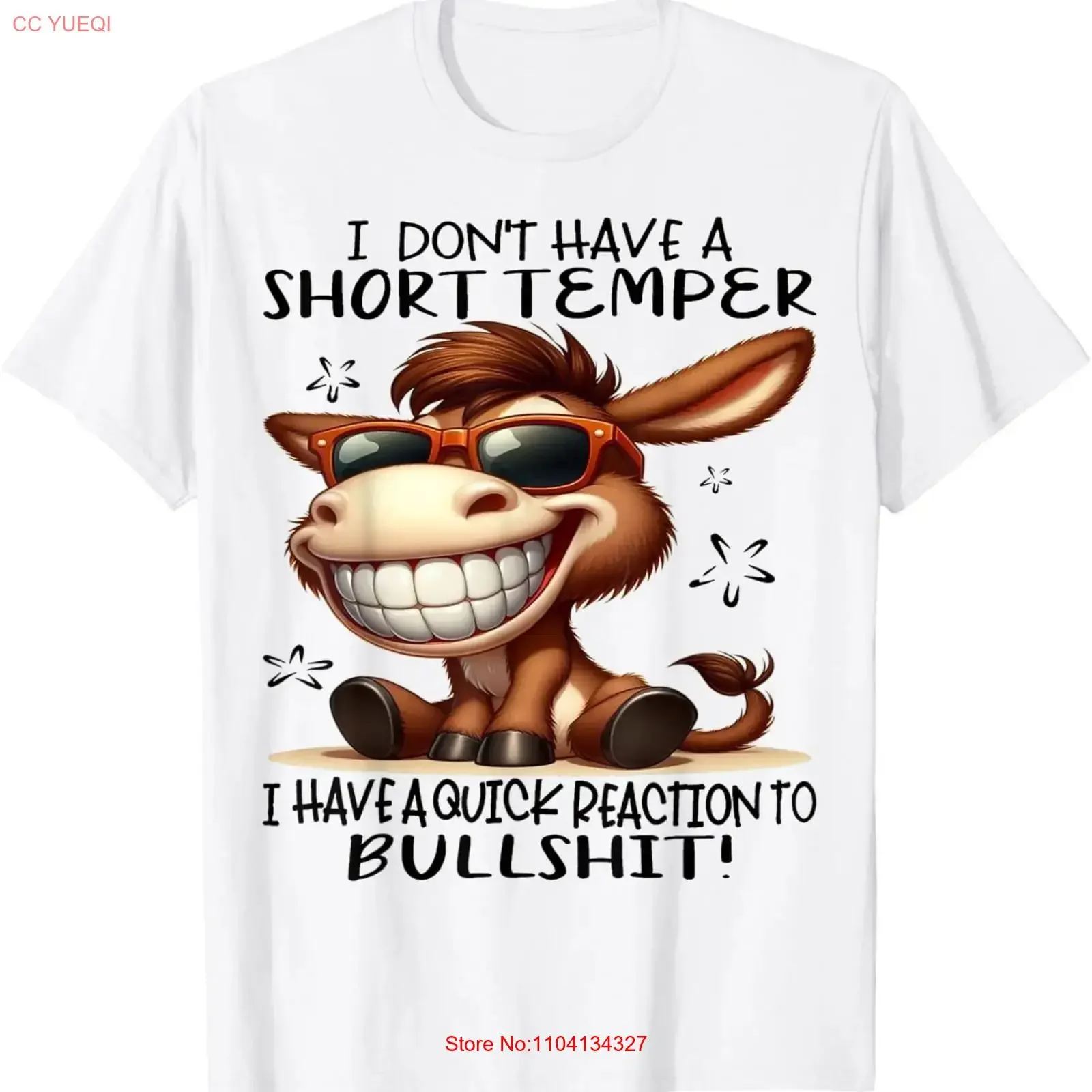 Cute Donkey I Don't Have A Short Temper T Shirt  vintage Washed Slightly graphic Top For Everyday Wear fashion Casual Unisex