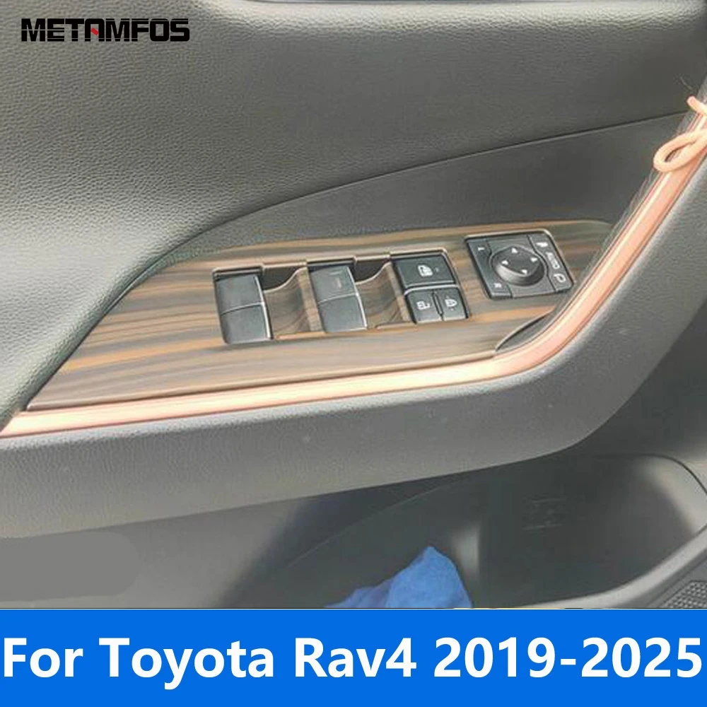 

Накладка переключателя подъема окна для Toyota Rav4 Rav 4 2019-2023 2024 2025, внутренняя дверь из углеродного волокна, рамка подлокотника, автомобильные аксессуары