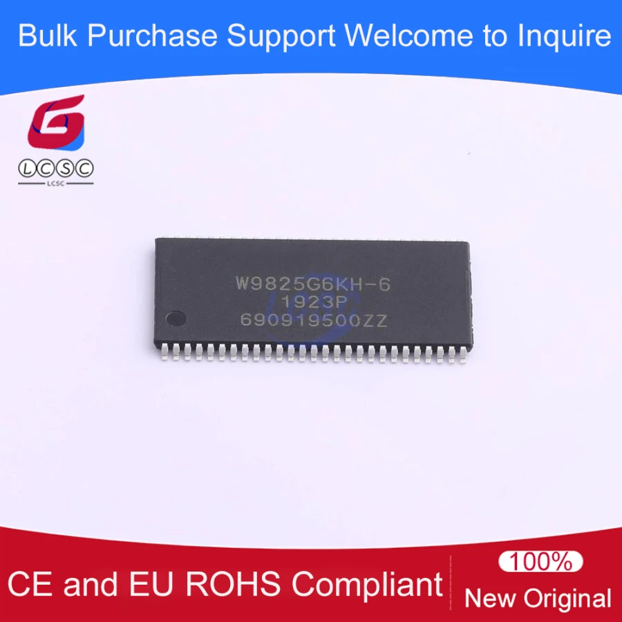 5pieces/Pack W9825G6KH-6 SDRAM Memory 4M*4 Banks*16Bits 3V~3.6V 256Mbit 166MHz TSOP-54 IC Chip Integrated Circuit