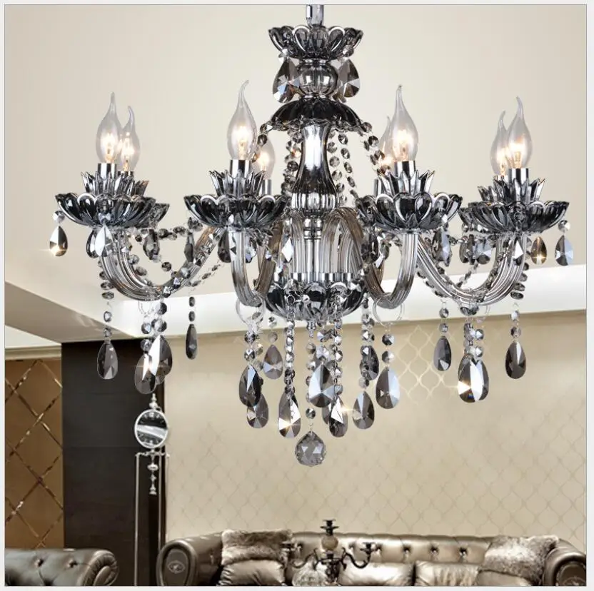 Newly Modern Smokey K9 Crystal Chandelier Lustre Crystal Chandeliers Light Lustres De Cristal Chandelier LED Villa Smoked Lamp