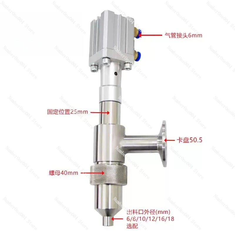 

50.5 Tri Clamp Straight Filling Head Anti Drip Nozzle Sanitary Clamp Straight Head 304 Stainless Steel for Pneumatic Filler