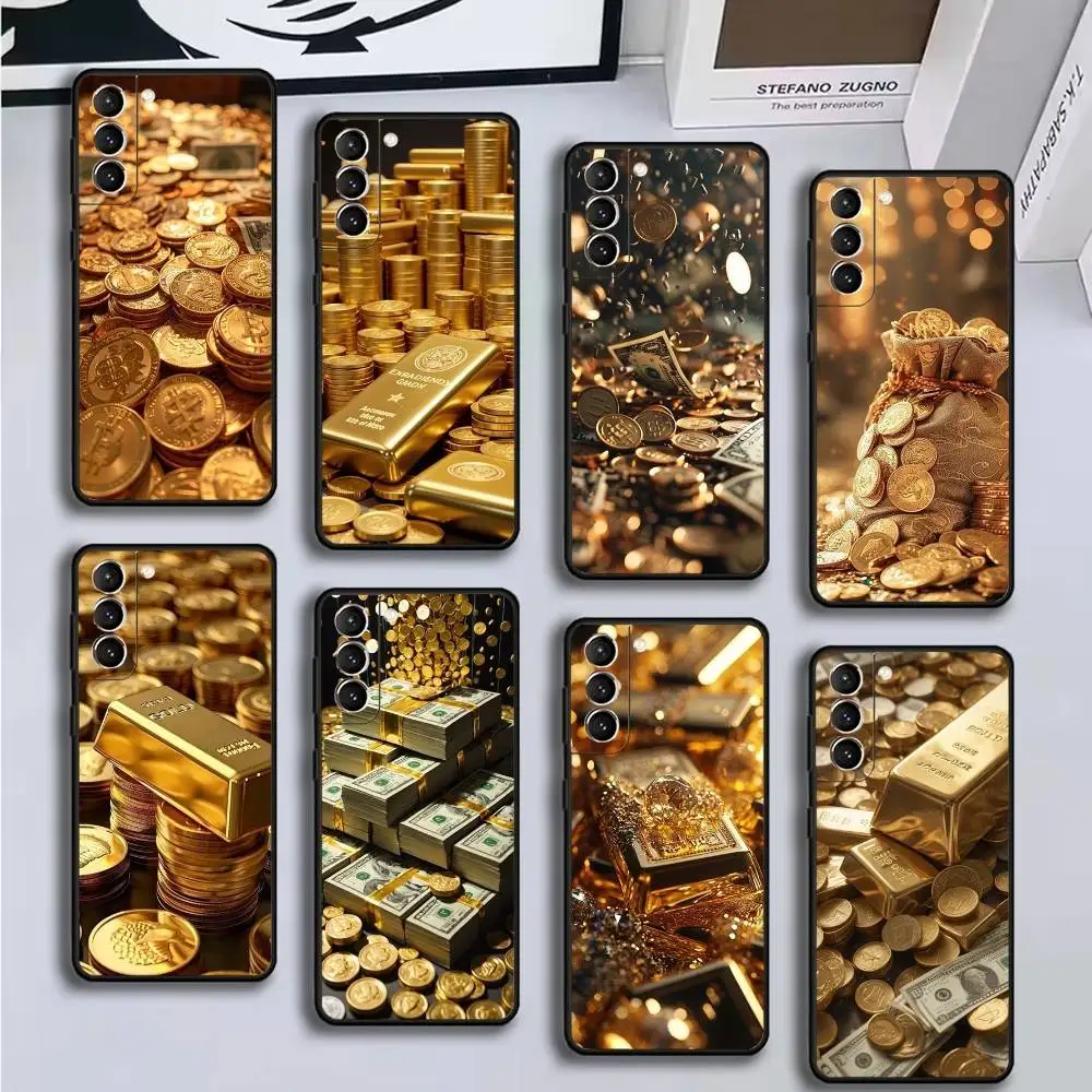 

Gold-Cash Phone Case For Samsung GalaxyA13,21s,22,31,32,52,53,71,72,73,Soft Black Cover