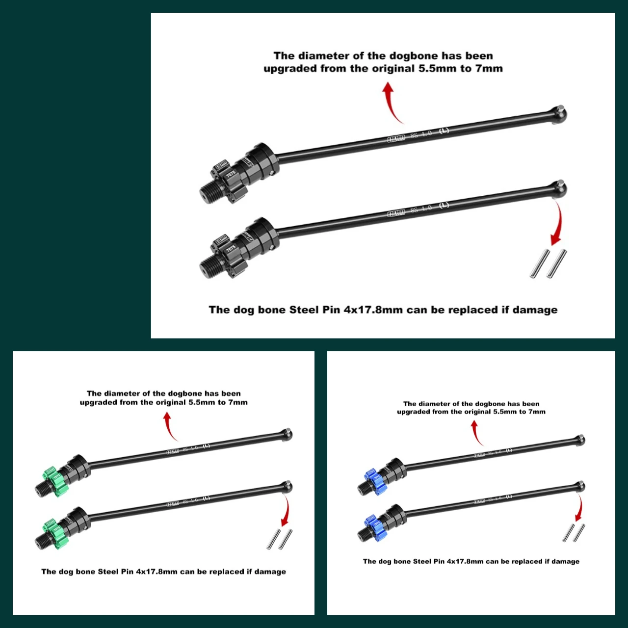 

Передний или задний карданный вал из углеродистой стали и шестигранник из сплава 7075, для TRAXXAS XRT # 7895 WideMaxx
