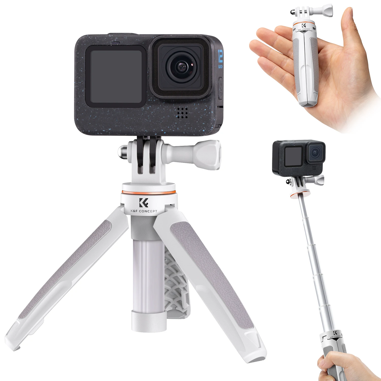 K & F Concept MS03 13 \'\'/33cm statyw na telefon do Selfie Stick (mały rozmiar) do Gopro, akcji i czarnego koloru pomarańczowego