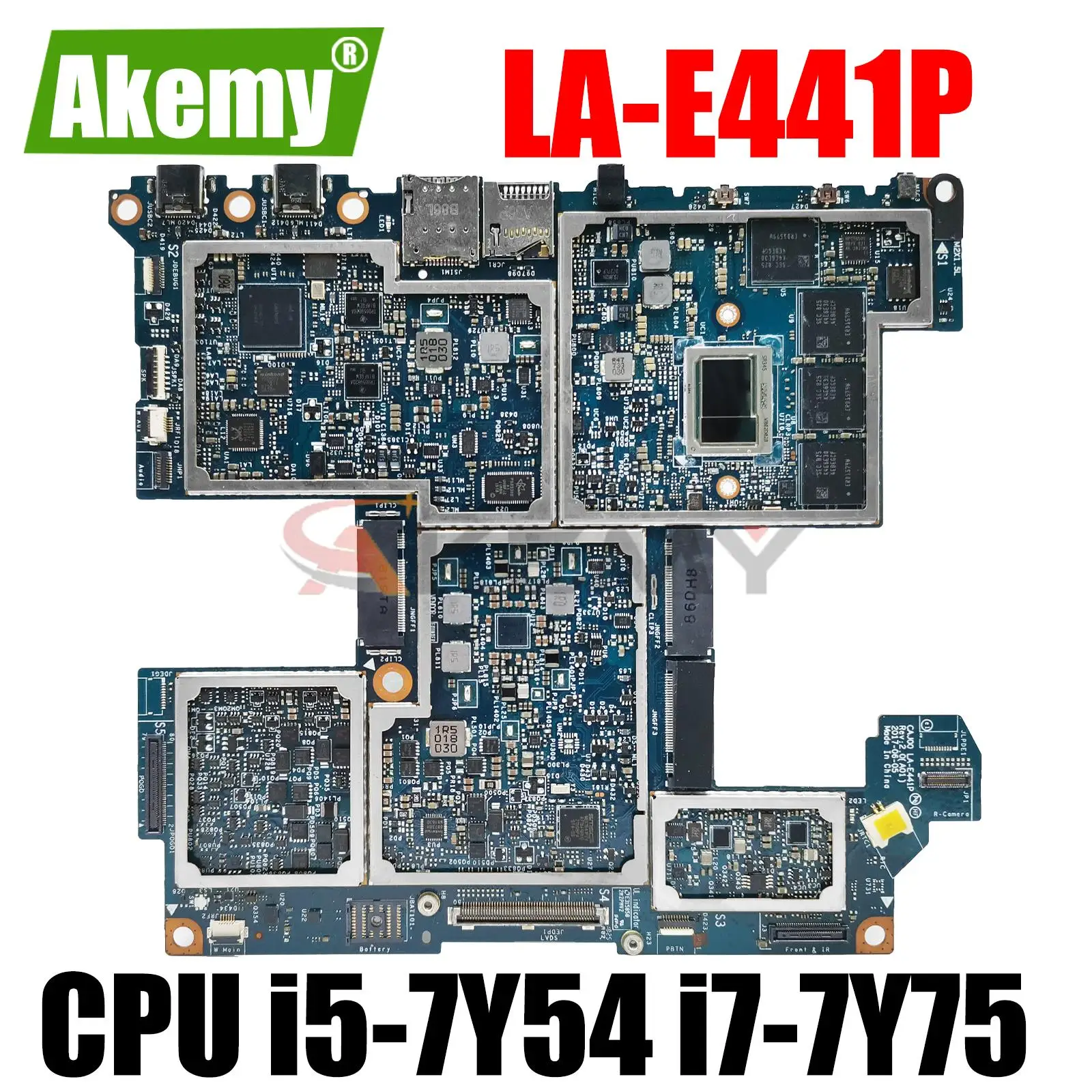 

For Dell OEM Latitude 7285 Tablet Motherboard w/ i5-7Y54 i7-7Y75 cpu 8G or 16GB RAM CN-008MP8 CN-05KN27 Mainboard CAJ00 LA-E441P