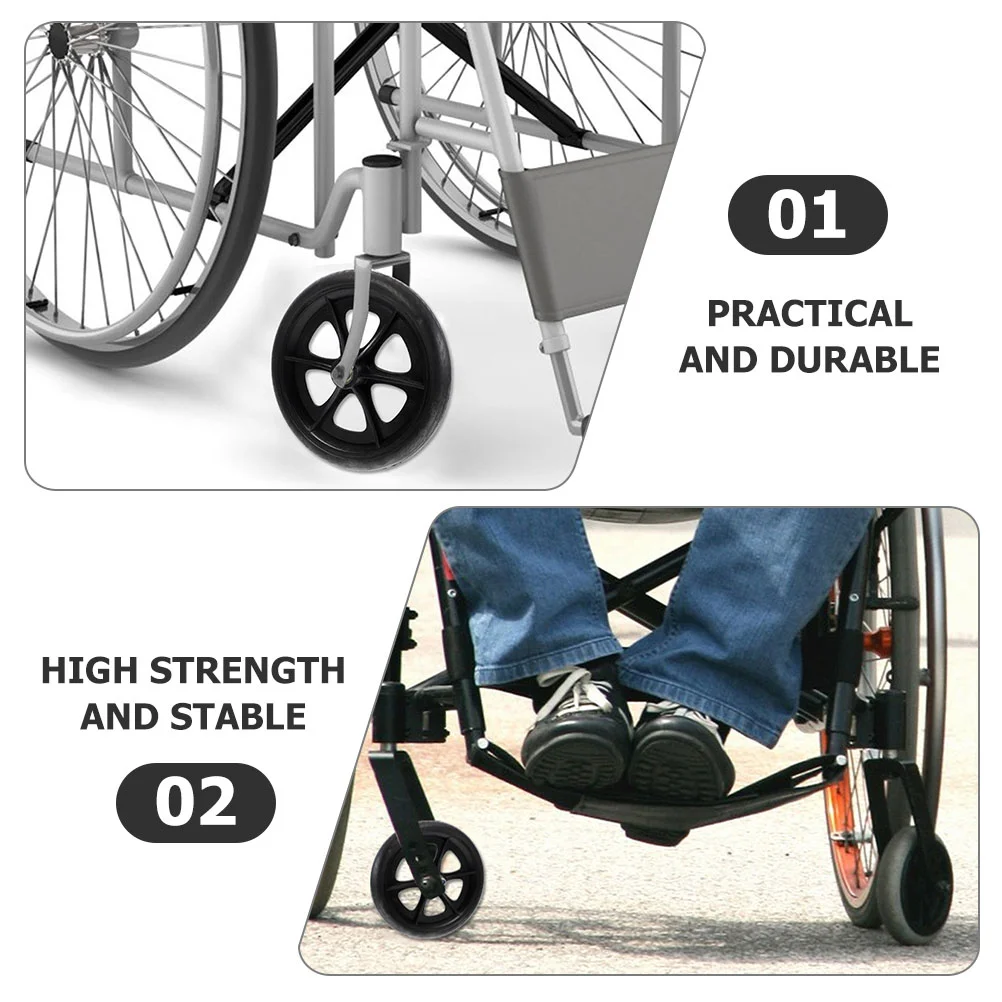 2 Pcs Wheelchair Front Wheels Nova Walker Parts Accessories Stroller Strollers Tire Bearings for 6 Inch Replacement Elderly