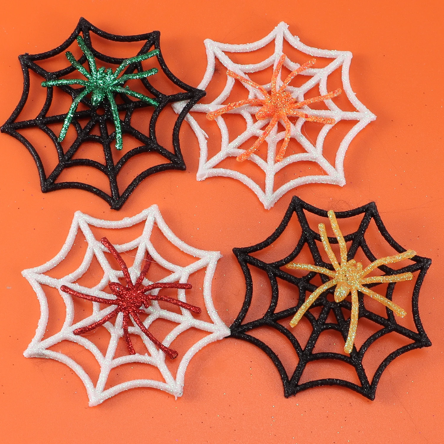 4Pcs Plastic Halloween Party Favors Spider Web Decor - Colorful Spiders Cobwebs for Halloween Party Decorations