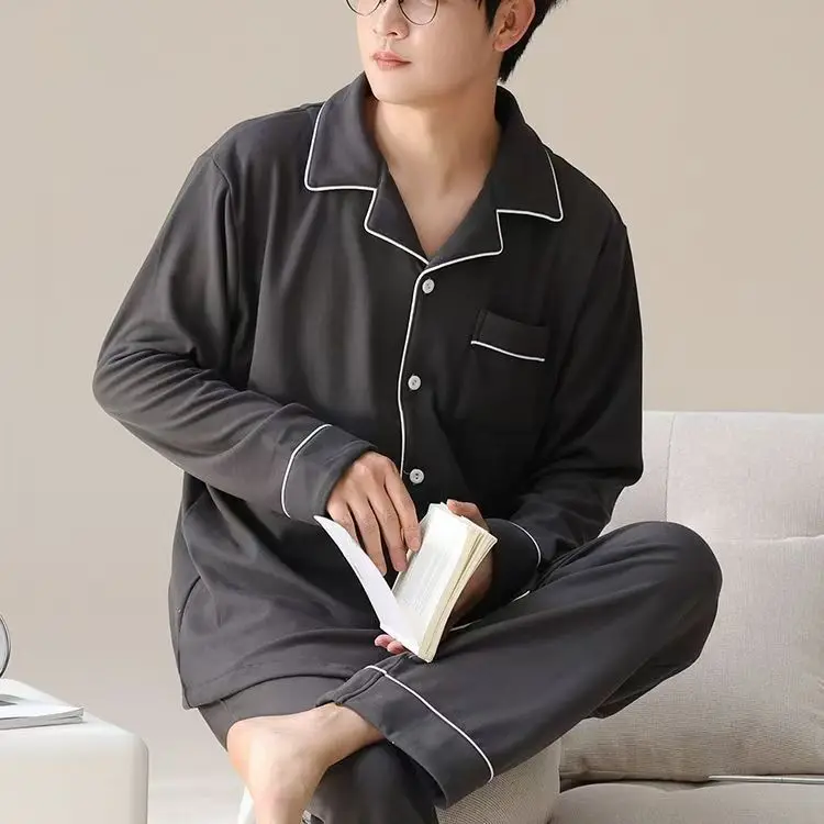 طقم كارديجان رجالي أنيق عالي الجودة بأكمام طويلة لخريف وشتاء 2025، ملابس مريحة جديدة بلون موحد مناسبة للارتداء في الخارج #4