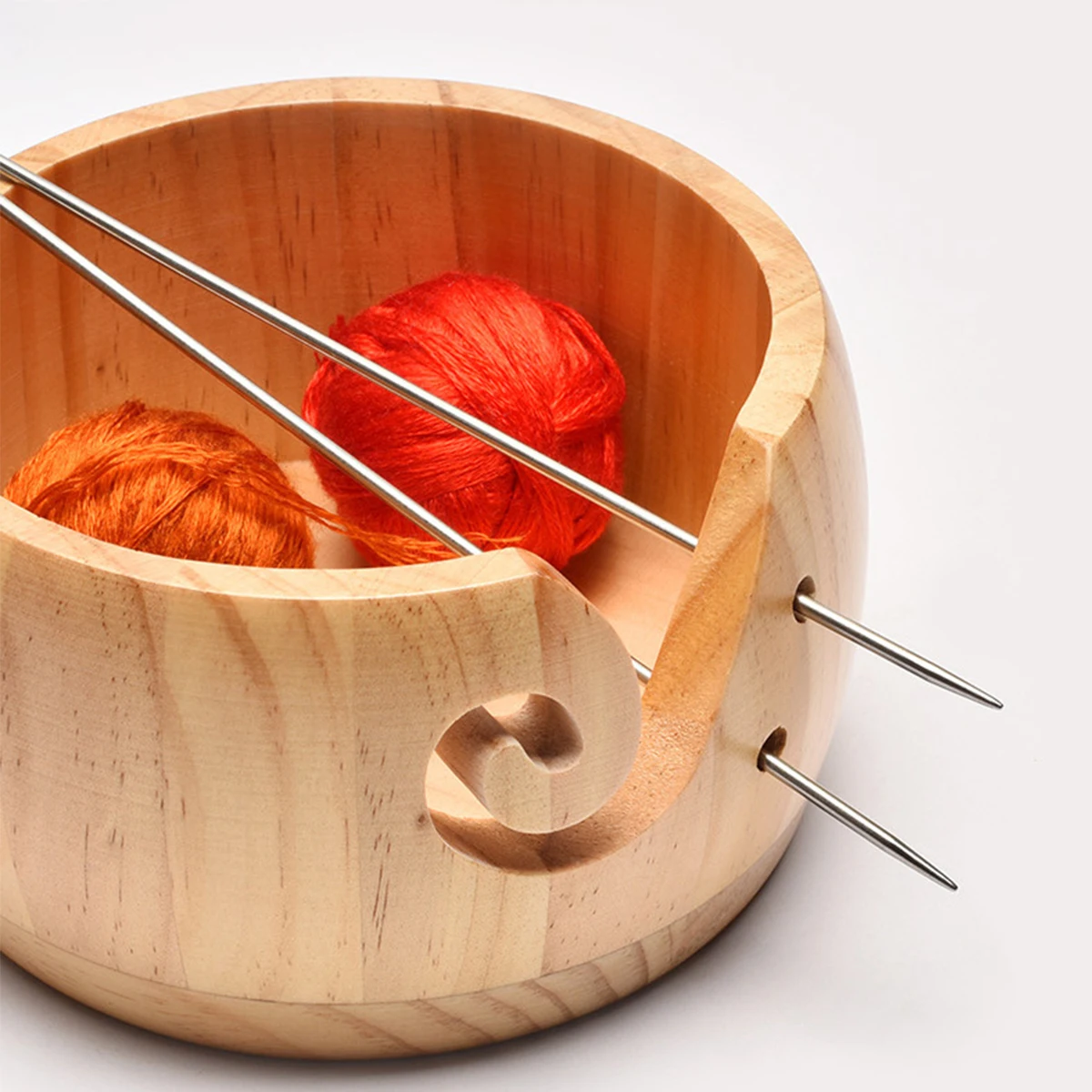 

Wooden Yarn Bowl Without Lid Knitting Yarn Bowls with Holes Bowl Holder Handmade Yarn Storage Bowl for DIY Knitting Crocheting