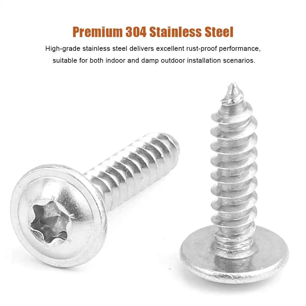 M2 M2.6 M3 M4 M5 M6 Six-lobe Pan Head Self-tapping Screw with Washer 304 Stainless Steel Torx Pad Collar Tapping Wood Screws