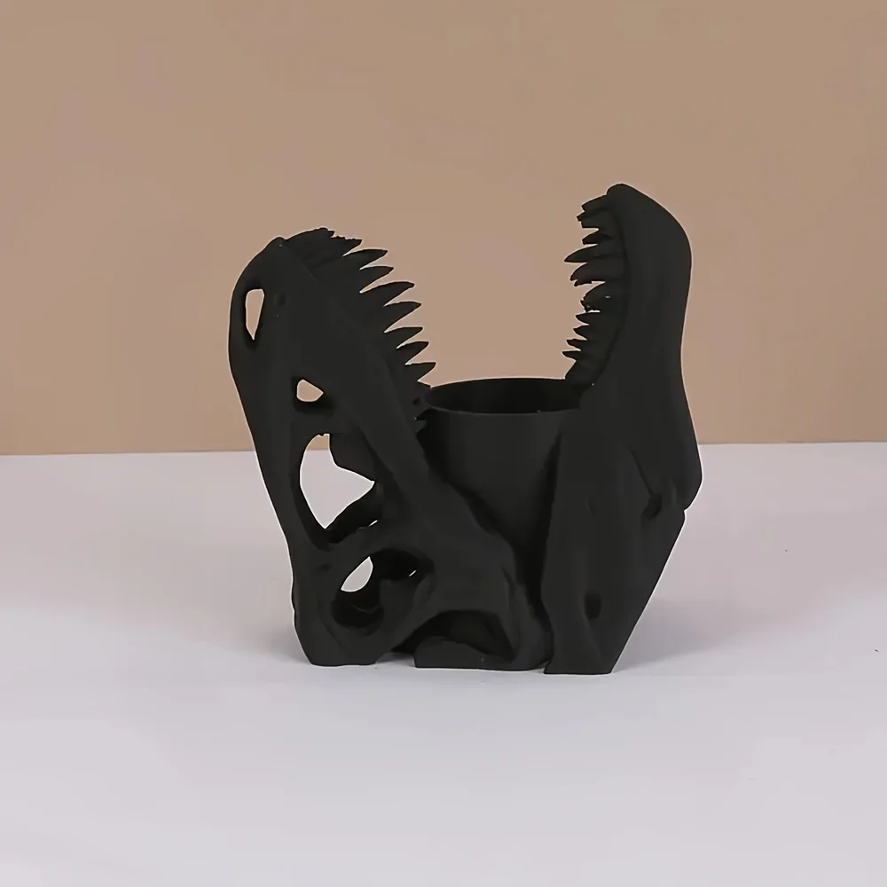 Porte-stylo crâne imprimé en 3D, porte-stylo crâne de dinosaure et porte-brosse de maquillage, organisateur de rangement de bureau Unique, décoration de la maison