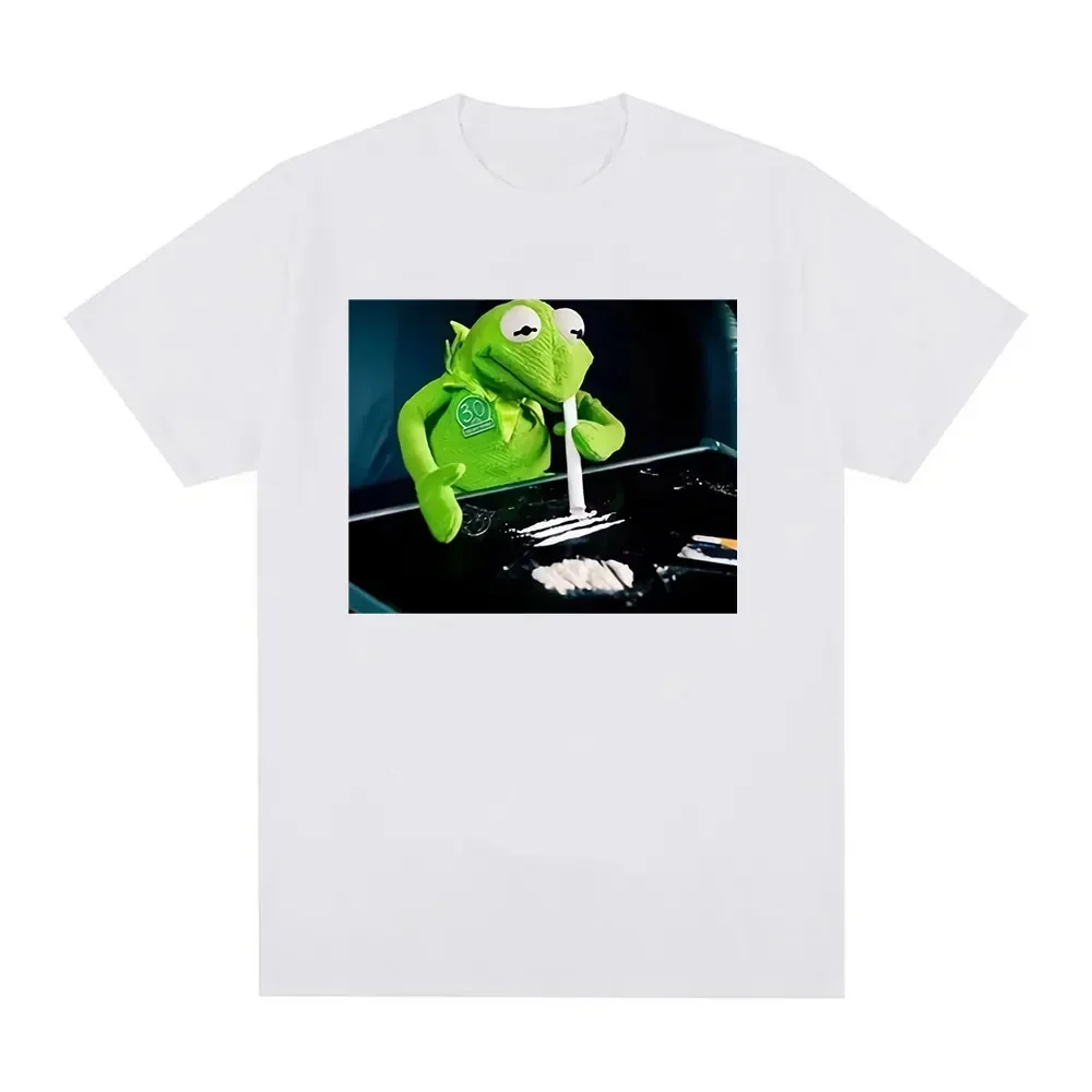 Frog Muppet Drug Hipster T-shirt Funny Narcos Gift Retro Meme T-shirt Comfortable Short Sleeve T-shirt Harajuku Street Clothing