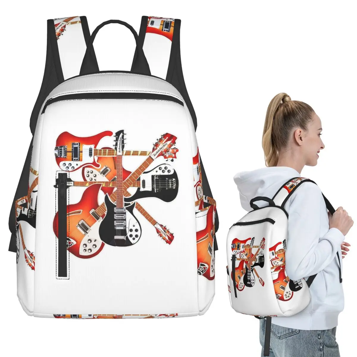

Rickenbacker Guitar Celebration Abstract Art Collage Backpack Student BookBag Kids School Bag Computer Shoulder Bags Men Women