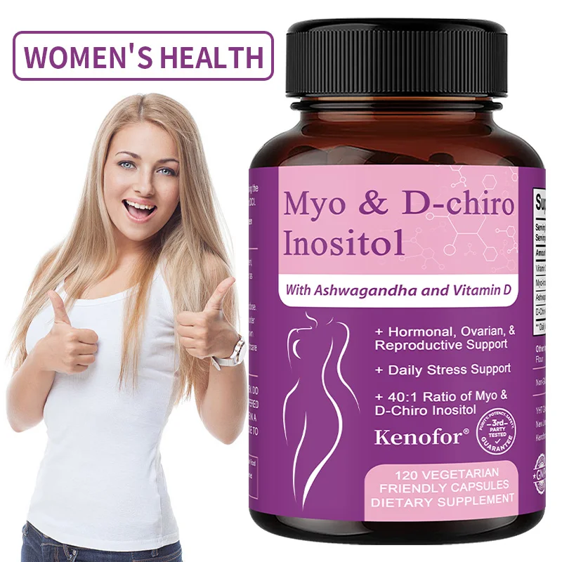 Inositol Supplement with Ashwagandha, Improves Muscle, Ovarian Function, Antioxidant, Blood Sugar Balance, 120 Veggie Capsules