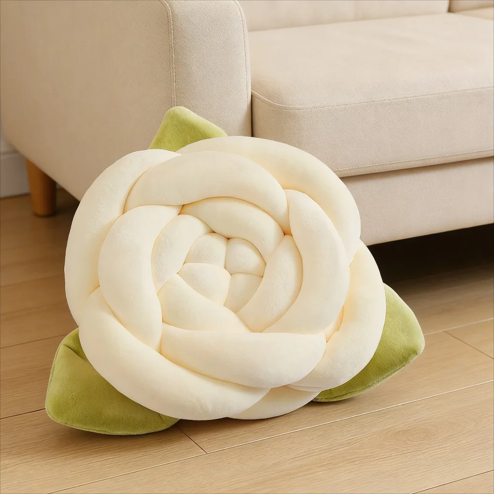 

Mother's Day Valentine's Day New Woven Knotted Rose Throw Pillow Birthday Gift Decorative Cushion Living Room Sofa Nap Use