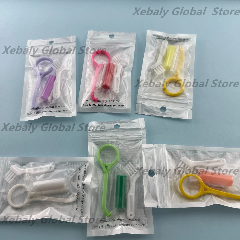 

35 Sets 4 In 1 Orthodontic Aligner Kit Remover Chewie Extended Stick and Cleaning Brush for Invisible Braces