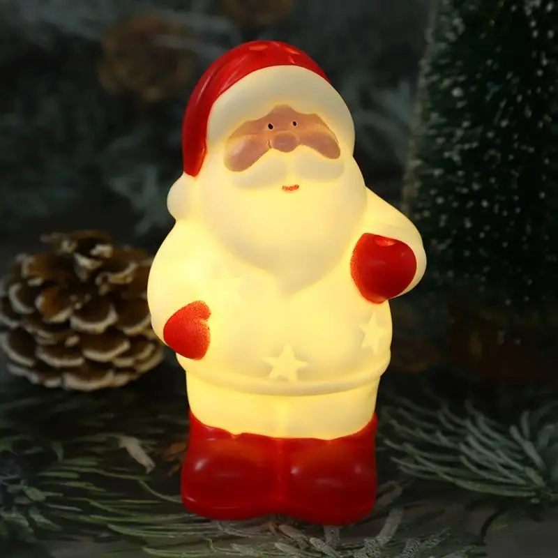 Light Up Santa Claus Night Light Christmas Ornament Shatterproof Vinyl Santa Figurine Lamp Battery Operated Warm Glowing view 5