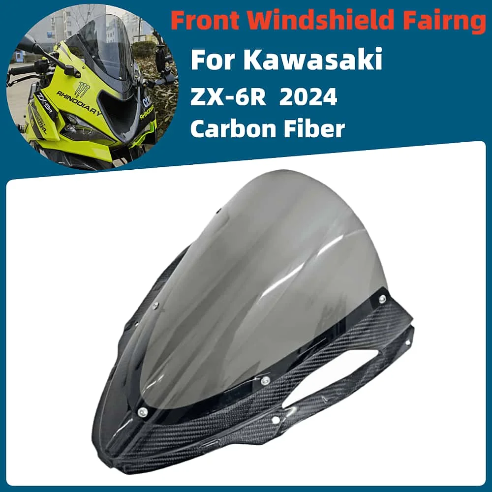 

For Kawasaki Ninja 636 ZX-6R ZX6R 2024 2025 Motorcycle Carbon Fiber Windscreen Screen Wind Deflectors Double Bubble Windshield