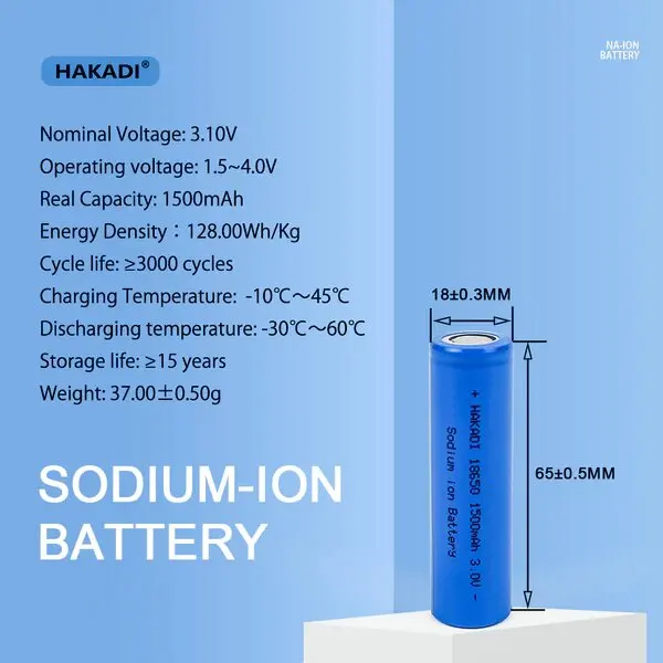 Sodium Ion 3.0V SIB 18650 Powerful 1500mAh Grade A Na-ion Battery Electric Microphone