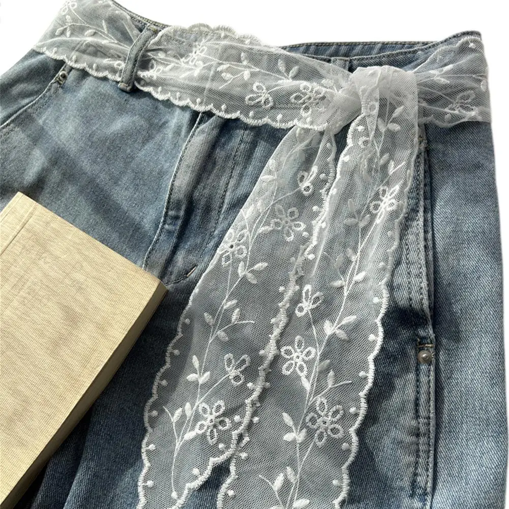 Y2K Stacked Lace Half Skirt Embroidered White Floral Lace Layering Belt For Jeans, Dresses & Skirts Summer Clothing Accessories