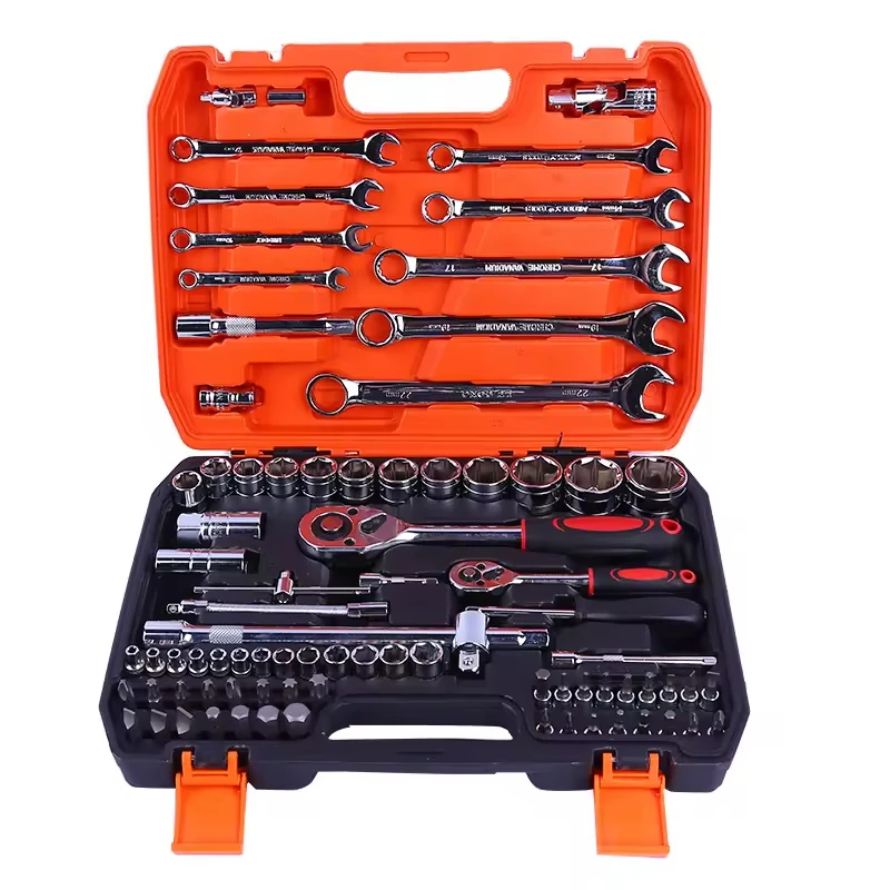82PCS Cr-V Mechanic Hand Ratchet Wrench Socket Combination Tool Kits OEM Hard Case For Cars Motorcycles Bicycles Repair Tool Set