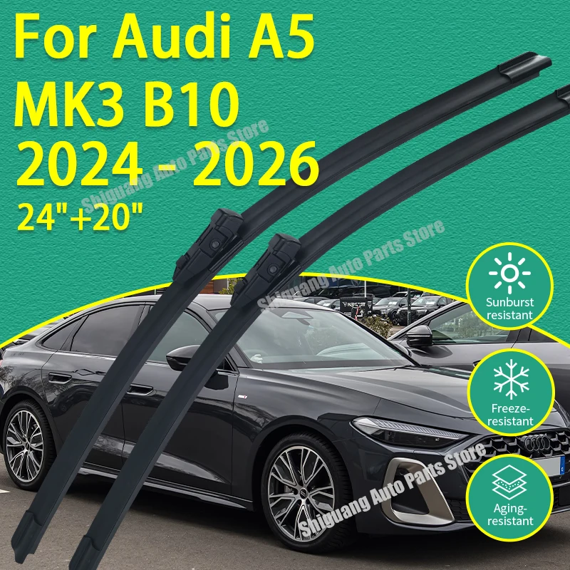 

Front Silicone Coating Wipers for Audi A5 MK3 B10 2024 - 2026 Car Wiper Windshield Windscreen Blades Accessories 2025