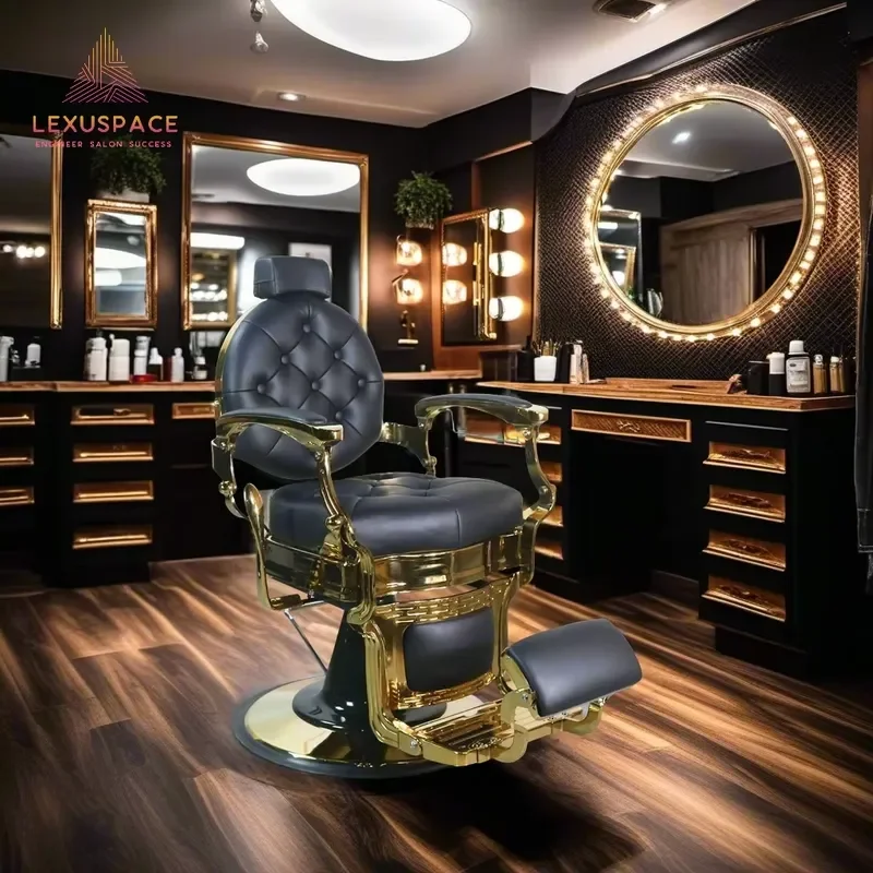 Heavy Duty Barber Chair for Men Adjustable Footrest Reclining Function Professional Furniture High Quality Comfortable