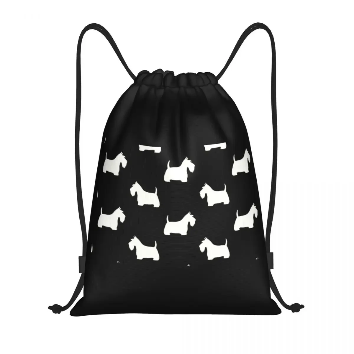 Custom Cute Scottish Terrier Silhouettes Drawstring Bags for Training Yoga Backpacks Women Men Scottie Dog Sports Gym Sackpack