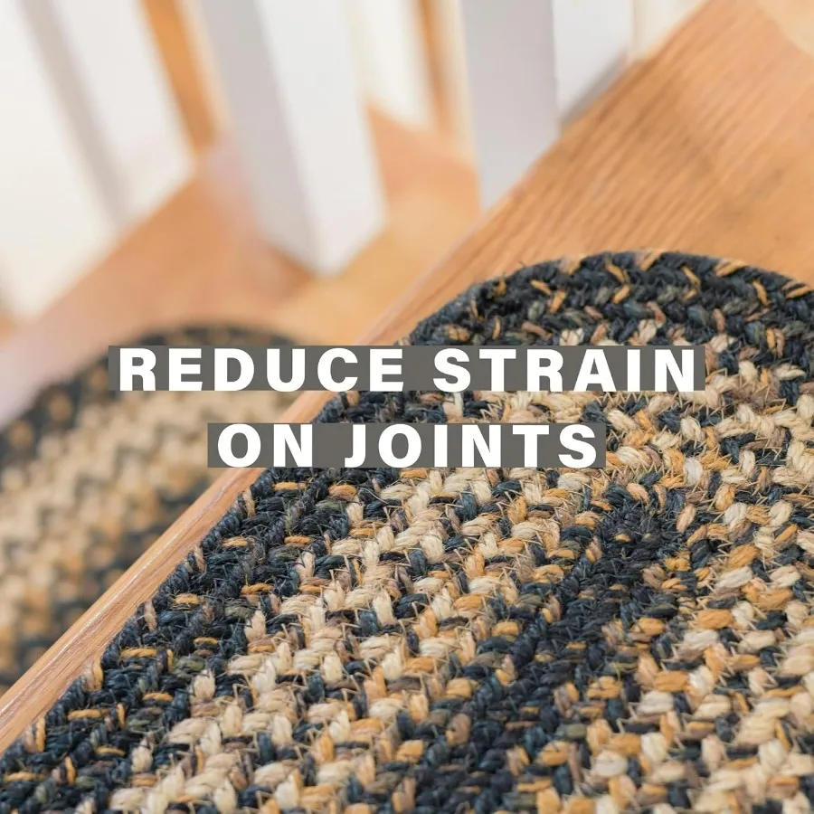 كليمنجارو الجوت مضفر درج معالج للخطوات الخشبية البلد البدائي ديكور مجموعة من 13 الأسود والأسمر 8x28 مستطيل البساط ل S #3