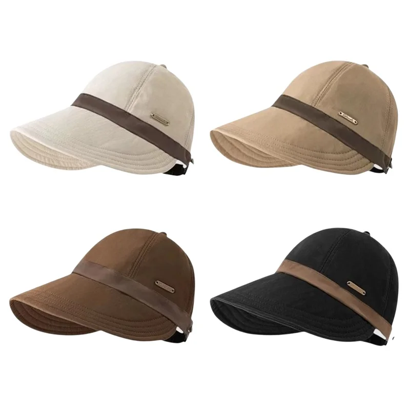 Women's Fisherman's Hat Adjustable Color-blocked Casual Versatile Wide Brim Duckbill Sun Protection Hat