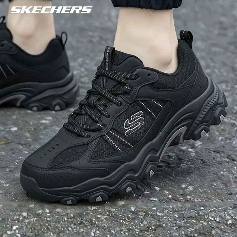 Mens Outdoor Hiking Shoes 237527-BBK Triple Black Synthetic Overlay Reinforced Toe Lace Up Heel Pull Tab Cushion Midsole Rugged