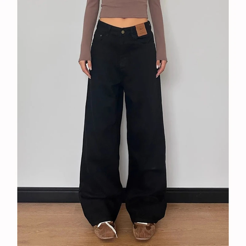 

2026 Classic Hot Sale Girls High Waist Thin Jeans Female Baggy Wide Leg Denim Trousers Lady Casual Fashion Daily Solid Pants