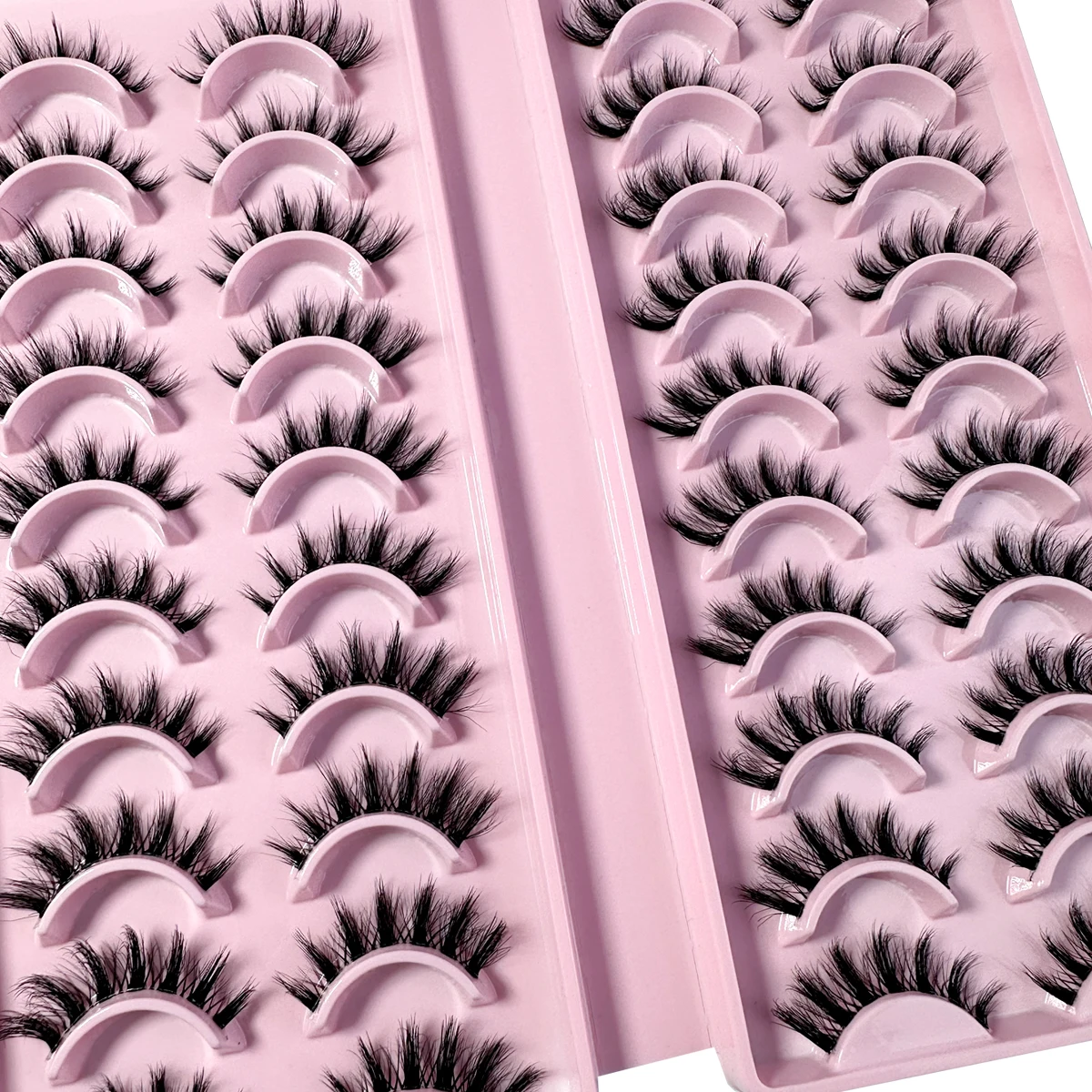 20Pairs Manga Cat Eye Stijl Natuurlijke Look Valse Wimpers Met Clear Band Piekerige Pluizige En Zachte Faux Nertsen Wimpers make-up