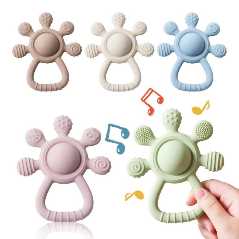 

Silicone Food Grade Baby 0-12 Toys Teething Rattle Sensory Toys for Toddlers Silicone Hand Bell Silicone Soothing Toys