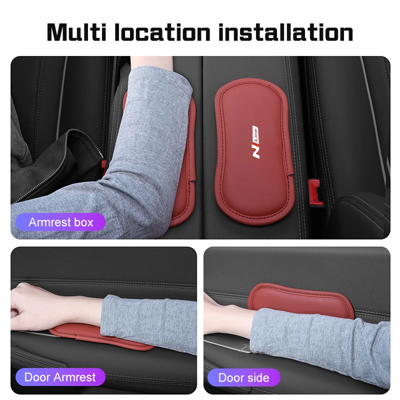 Leather Car Elbow Rest Pad Knee Cushion for Hyundai N line i30 i40 Tucson Kona Santa Fe Auto Center Console Leg Mat Accessories view 5