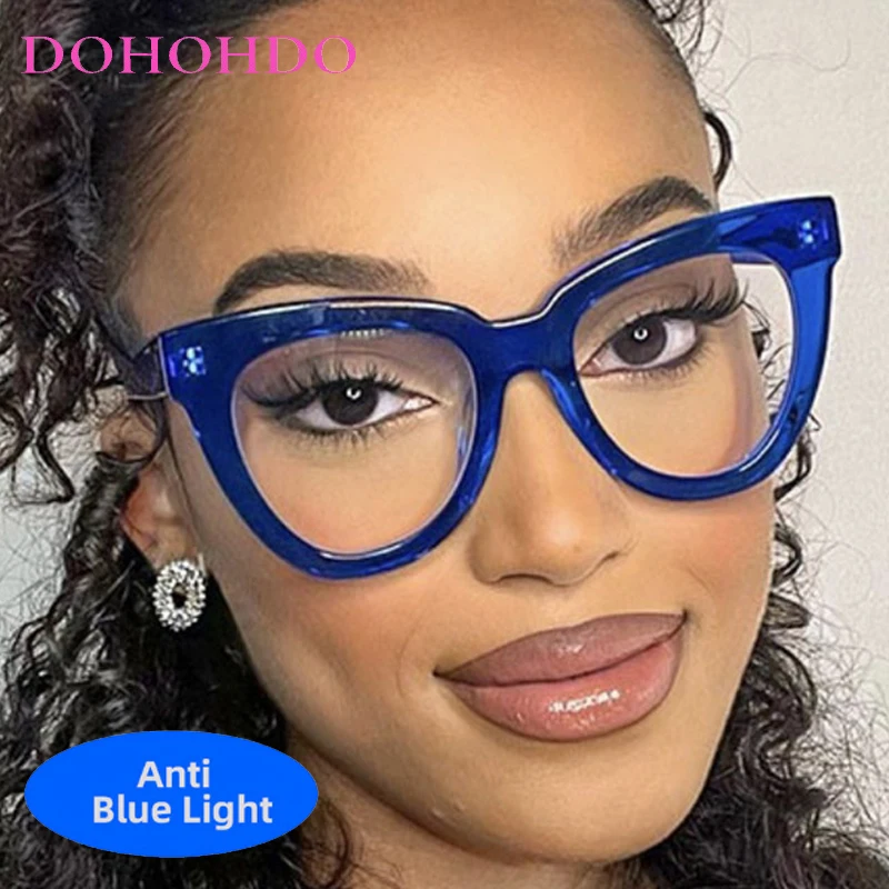 

Retro Cat Eye Big Frame Anti-Blue Light Women Men Eyewear Designer Brand Gaming For Computer Optical Eyeglasses Ladies Lentes
