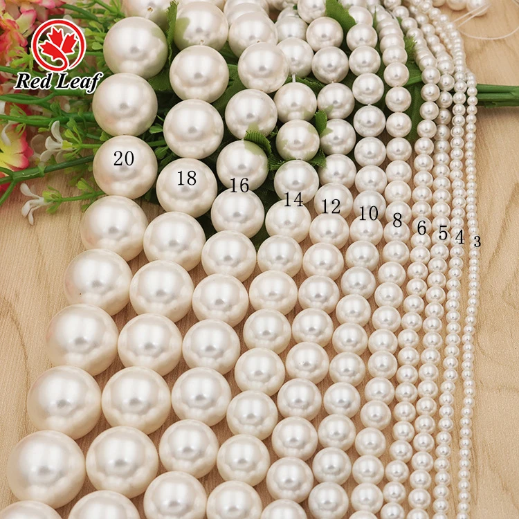 Redleaf 3/4/6/8/10mm White Natural Shell Beads Round Pearl For Jewelry Making DIY Bracelet Necklace Shell Pearl