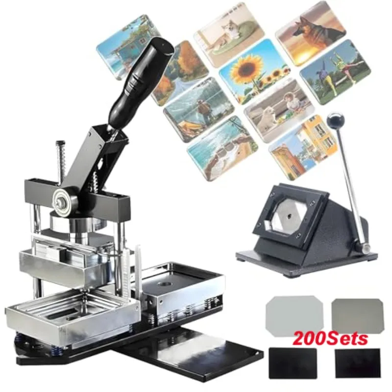 Magnet Maker Machine Kit for Refrigerator 3x2/3.5x2.5 Inch Includes Press Paper Cutter & 200 Supplies Compatible with Cardboard