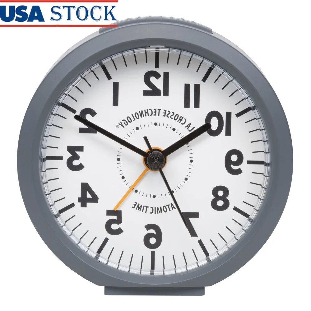 

4-Inch Atomic Alarm Clock WWVB Signal Sync Daylight Saving Time Snooze Night Light Compact Portable Easy Read Design